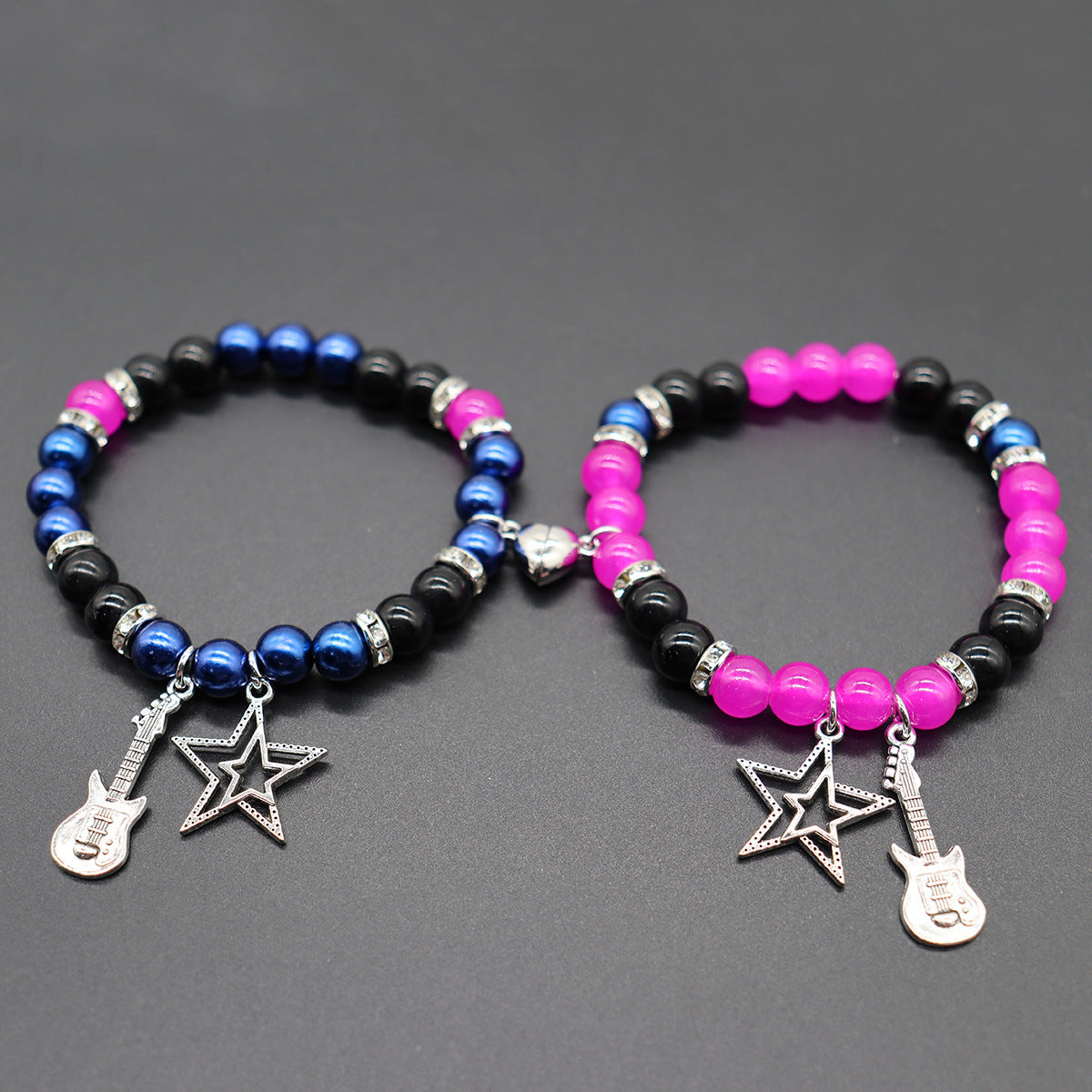 Wholesale Natural Stone Moon Sun Love Heart Magnetic Beaded Bracelet